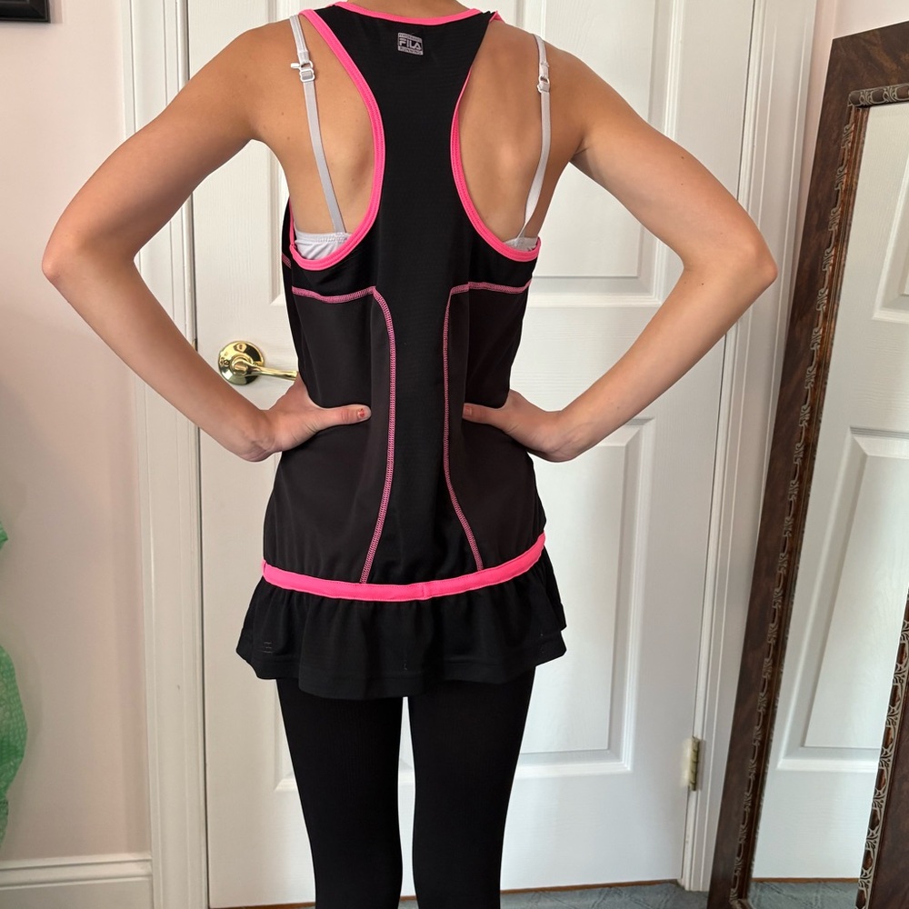 Fila Black and Pink Racerback Tank